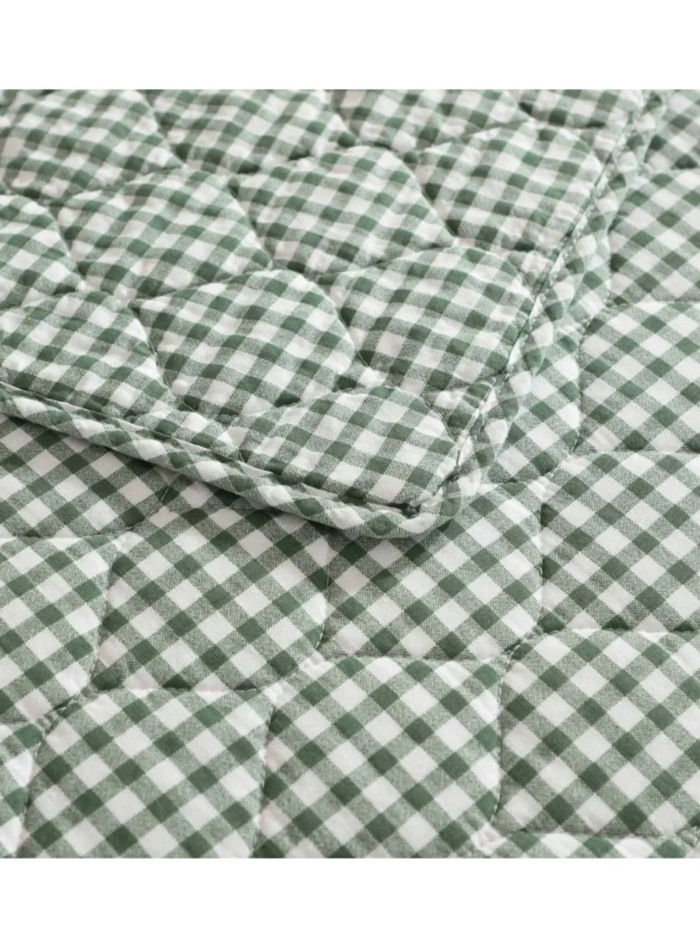 Laura Ashley 3pc Full/Queen Gracies Gingham Green Quilt Set ~ Charming Cottage